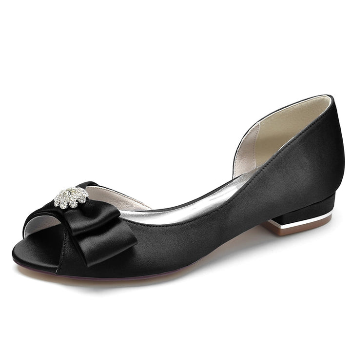 Women's Wedding Shoes Peep Toe High-End Bridal Shoes with Rhinestone & Bow