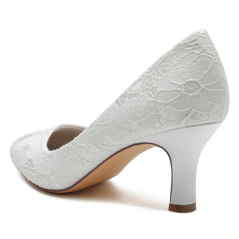 Women's Wedding Shoes Round Toe Mid Heel Lace Minimalism Bridal Shoes