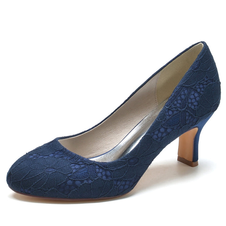 Women's Wedding Shoes Round Toe Mid Heel Lace Minimalism Bridal Shoes