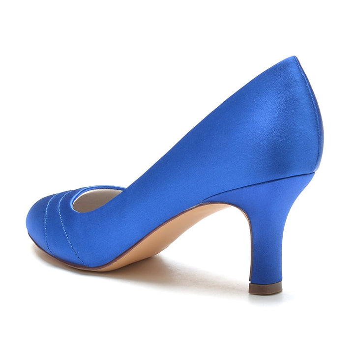 Women's Wedding Shoes Closed Toe Mid Heel Wave Simple Bridal Shoes
