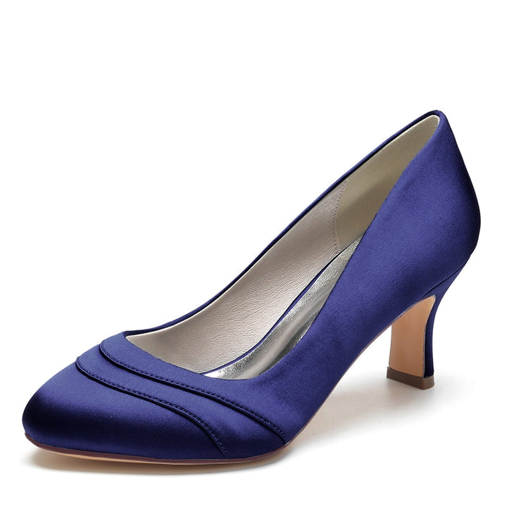 Women's Wedding Shoes Closed Toe Mid Heel Wave Simple Bridal Shoes