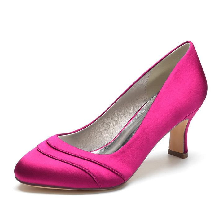 Women's Wedding Shoes Closed Toe Mid Heel Wave Simple Bridal Shoes