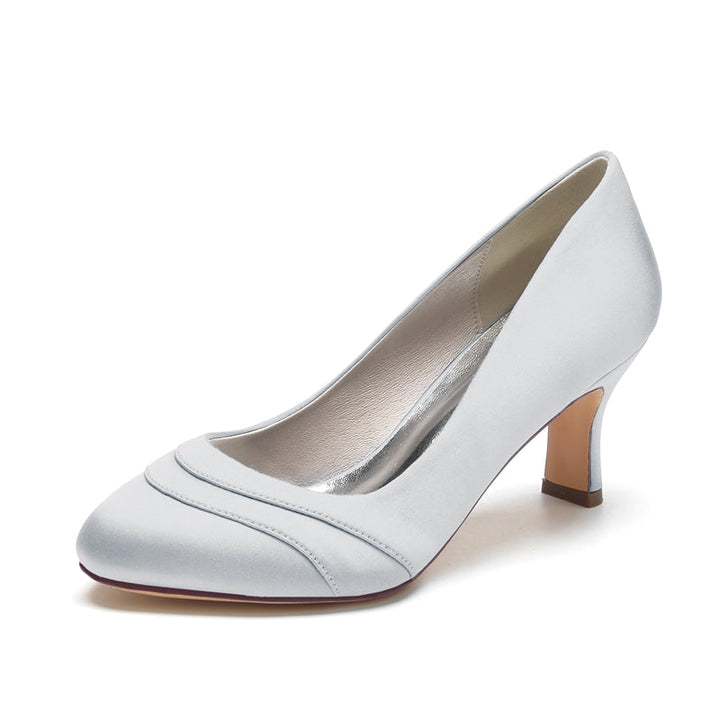 Women's Wedding Shoes Closed Toe Mid Heel Wave Simple Bridal Shoes