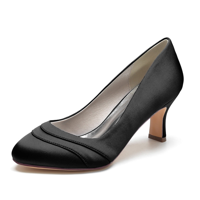 Women's Wedding Shoes Closed Toe Mid Heel Wave Simple Bridal Shoes
