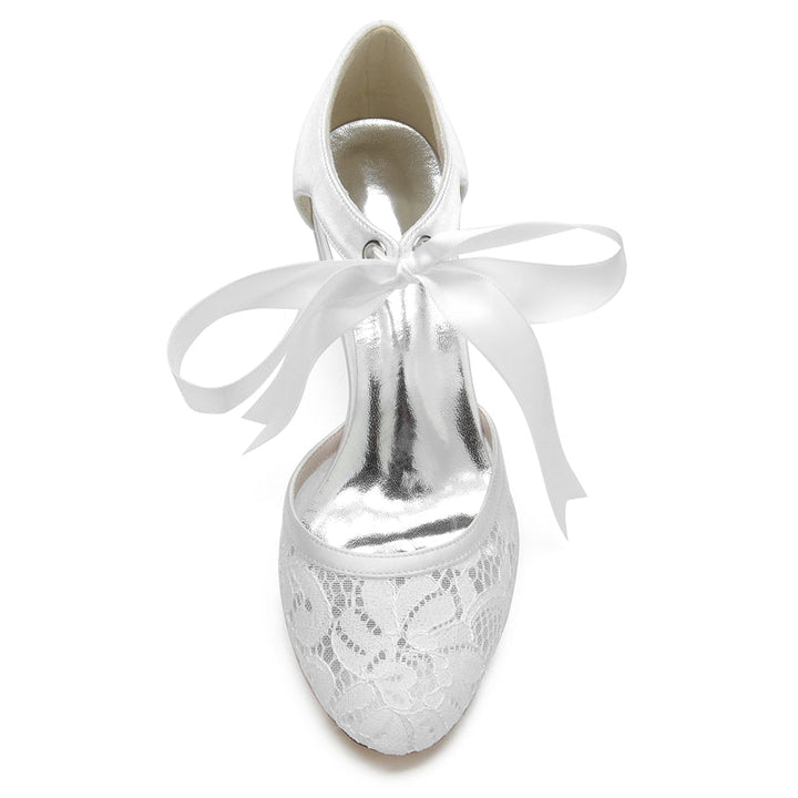 Women's Wedding Shoes Black Round Toe Mid Heel Elegant Bridal Shoes with Bow Straps