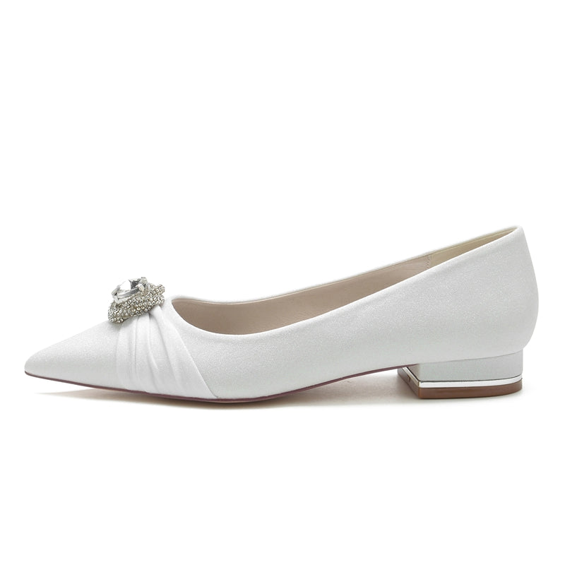 Women's Wedding Shoes Pointed Toe Elegant Bridal Shoes with Rhinestone & Beadings & Ruffles
