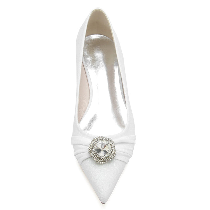 Women's Wedding Shoes Pointed Toe Elegant Bridal Shoes with Rhinestone & Beadings & Ruffles