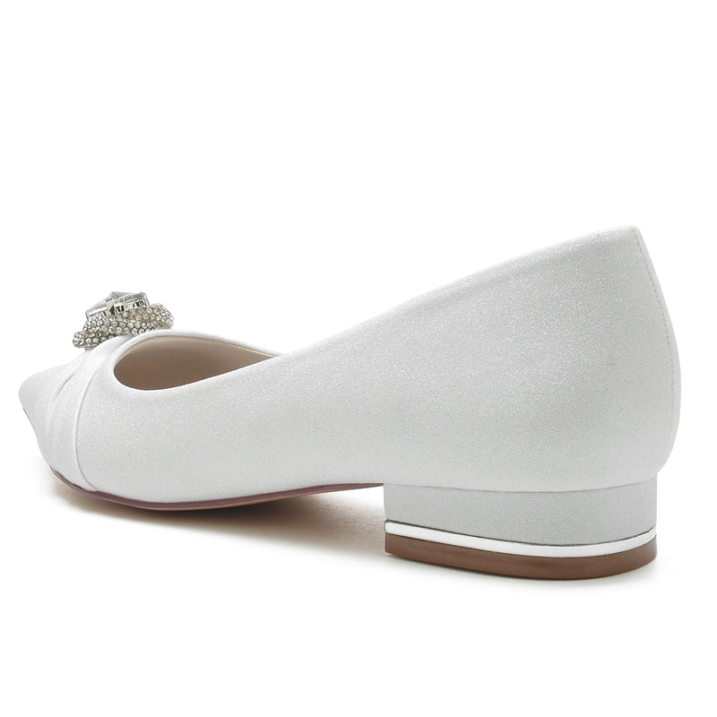 Women's Wedding Shoes Pointed Toe Elegant Bridal Shoes with Rhinestone & Beadings & Ruffles