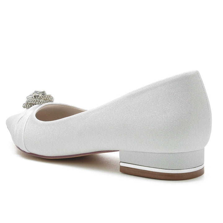 Women's Wedding Shoes Pointed Toe Elegant Bridal Shoes with Rhinestone & Beadings & Ruffles