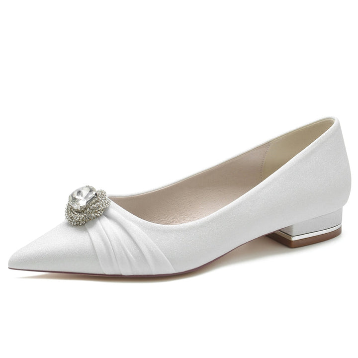 Women's Wedding Shoes Pointed Toe Elegant Bridal Shoes with Rhinestone & Beadings & Ruffles
