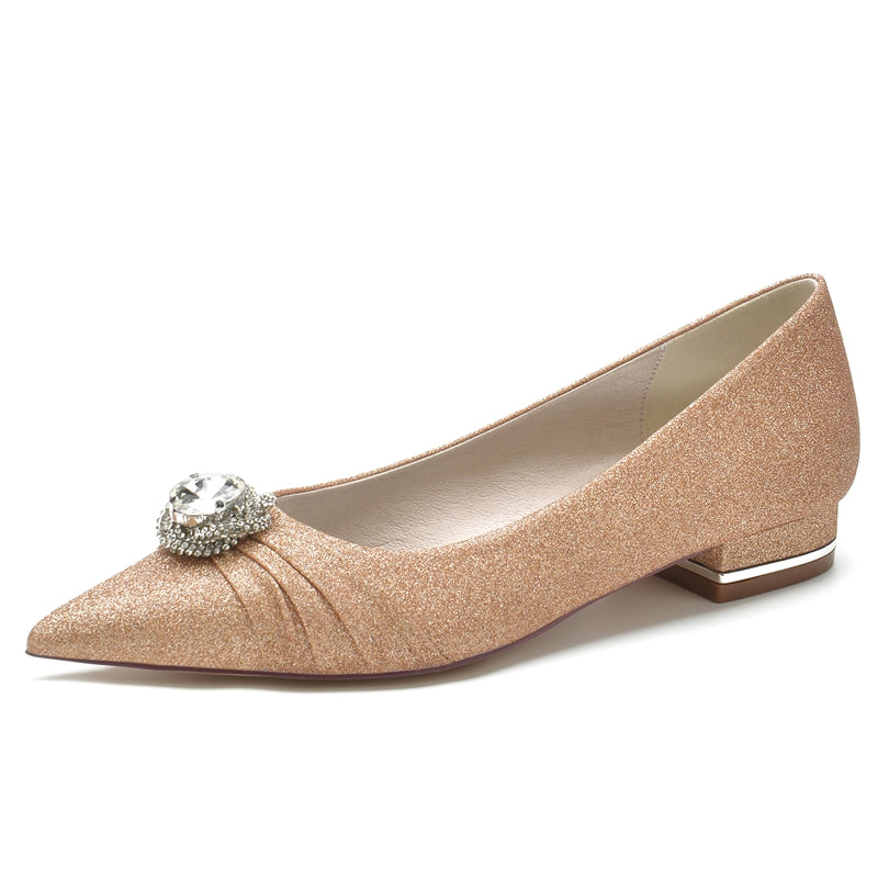Women's Wedding Shoes Pointed Toe Elegant Bridal Shoes with Rhinestone & Beadings & Ruffles