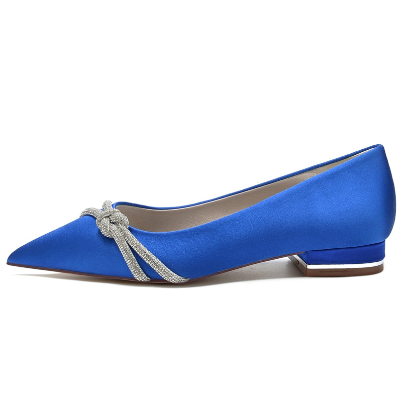 Women's Wedding Shoes Pointed Toe Low Heel Stylish Bridal Shoes with Mini Beadings
