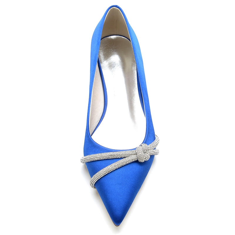 Women's Wedding Shoes Pointed Toe Low Heel Stylish Bridal Shoes with Mini Beadings