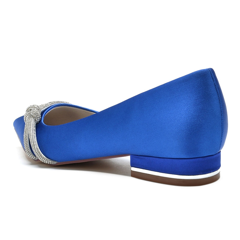 Women's Wedding Shoes Pointed Toe Low Heel Stylish Bridal Shoes with Mini Beadings