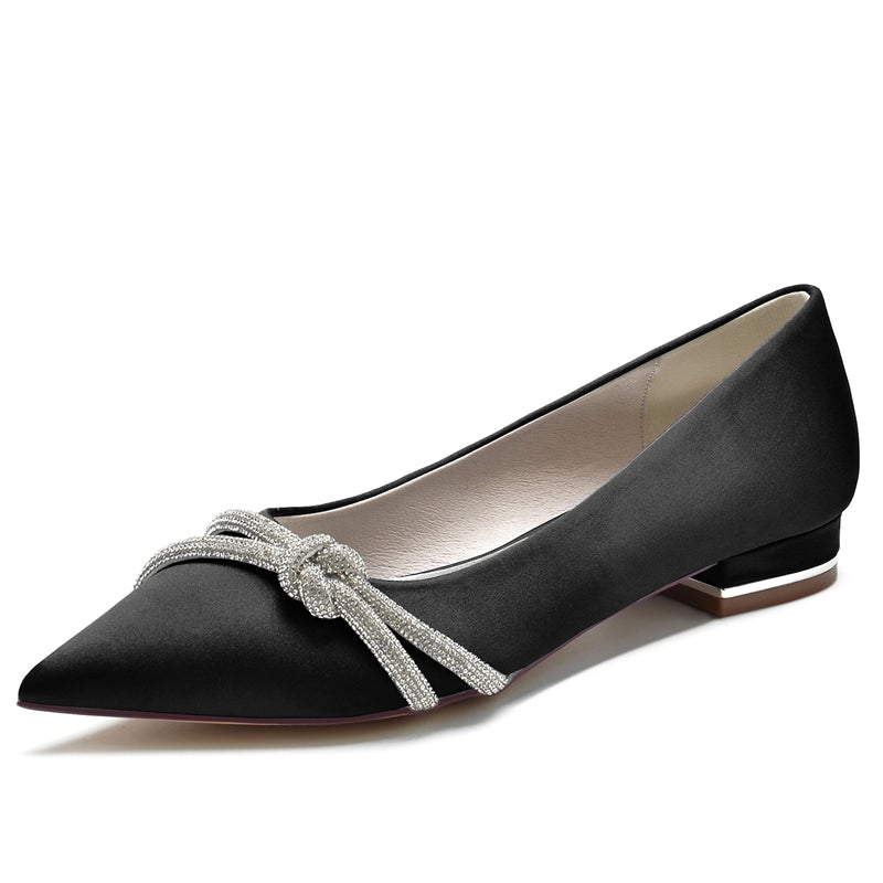 Women's Wedding Shoes Pointed Toe Low Heel Stylish Bridal Shoes with Mini Beadings