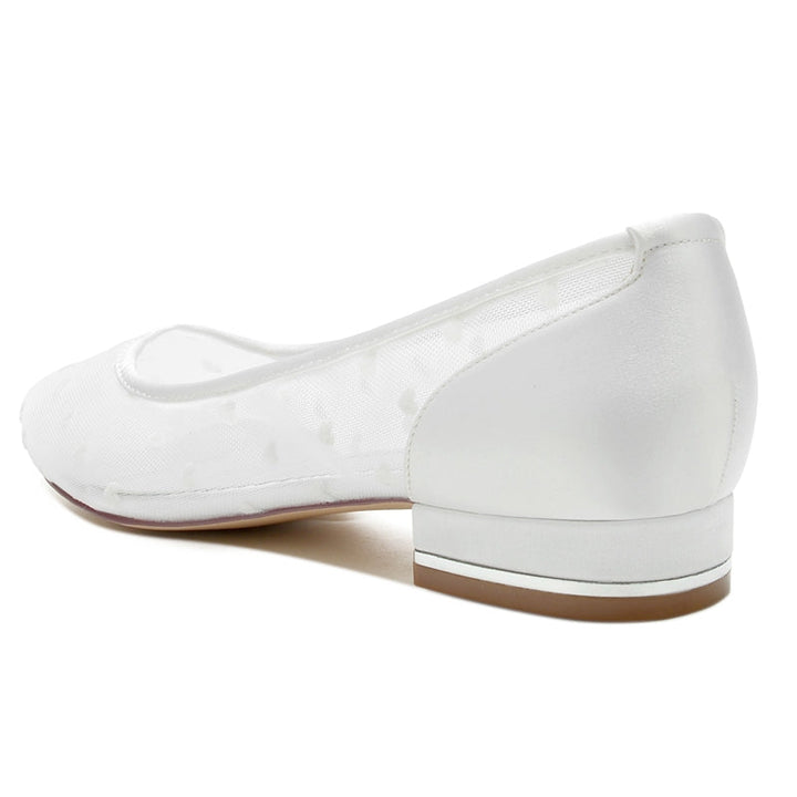 Women's Wedding Shoes Pointed Toe Low Heel Simple Bridal Shoes with Printed Heart