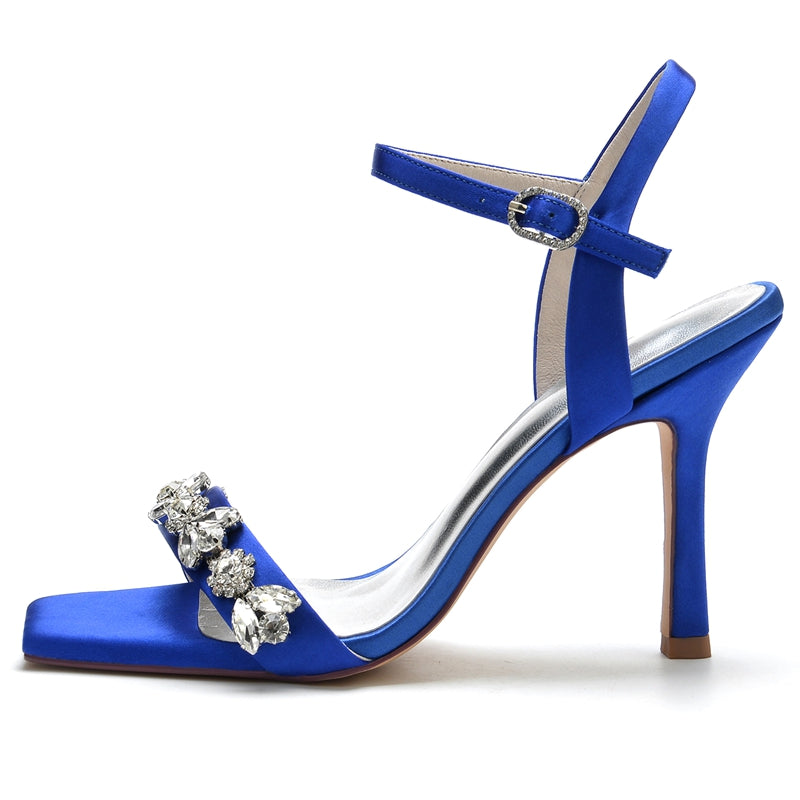 Women's Wedding Shoes Peep Toe High Heel Rhinestone Ankle Straps Bridal Shoes