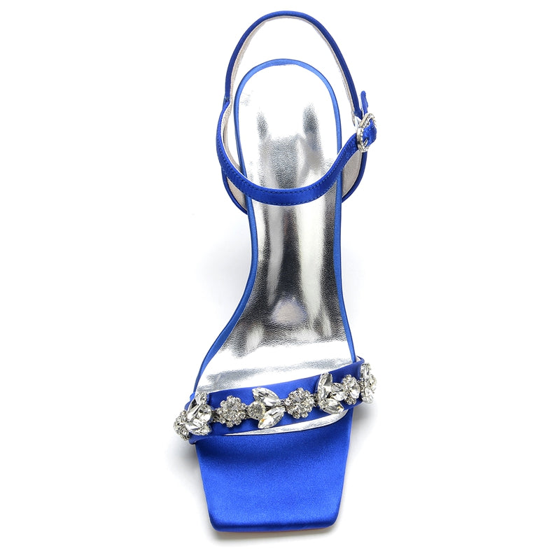 Women's Wedding Shoes Peep Toe High Heel Rhinestone Ankle Straps Bridal Shoes