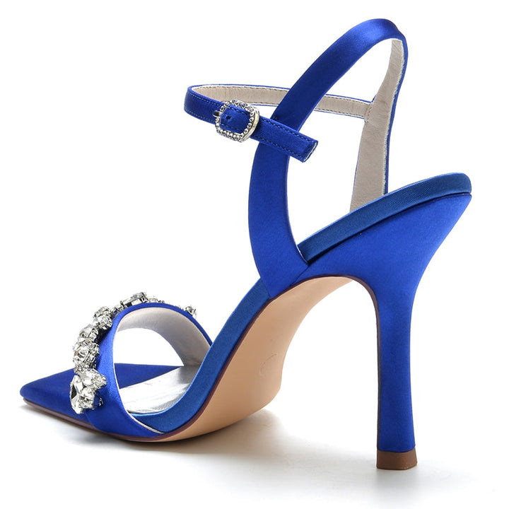 Women's Wedding Shoes Peep Toe High Heel Rhinestone Ankle Straps Bridal Shoes
