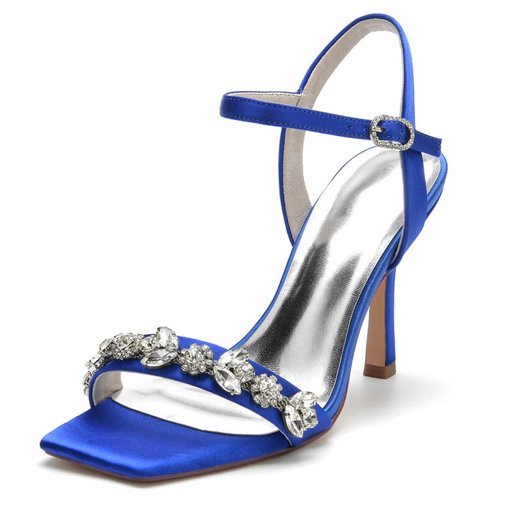 Women's Wedding Shoes Peep Toe High Heel Rhinestone Ankle Straps Bridal Shoes
