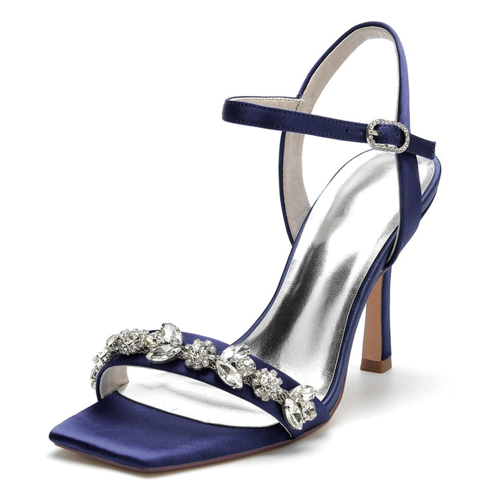 Women's Wedding Shoes Peep Toe High Heel Rhinestone Ankle Straps Bridal Shoes