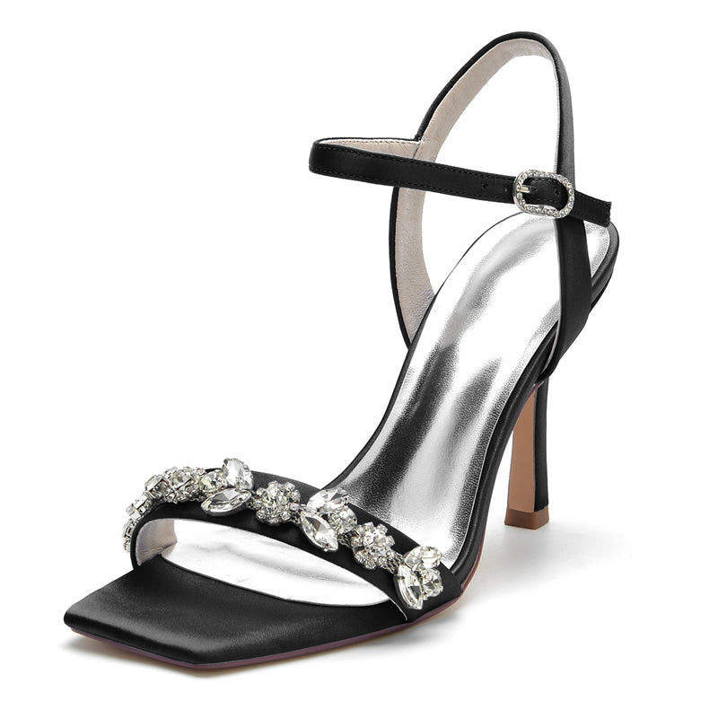 Women's Wedding Shoes Peep Toe High Heel Rhinestone Ankle Straps Bridal Shoes