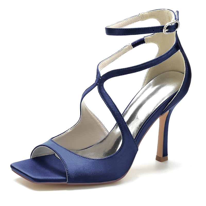 Women's Wedding Shoes Peep Toe Stiletto Heel Crossed Straps Minimalism Buckle Bridal Shoes