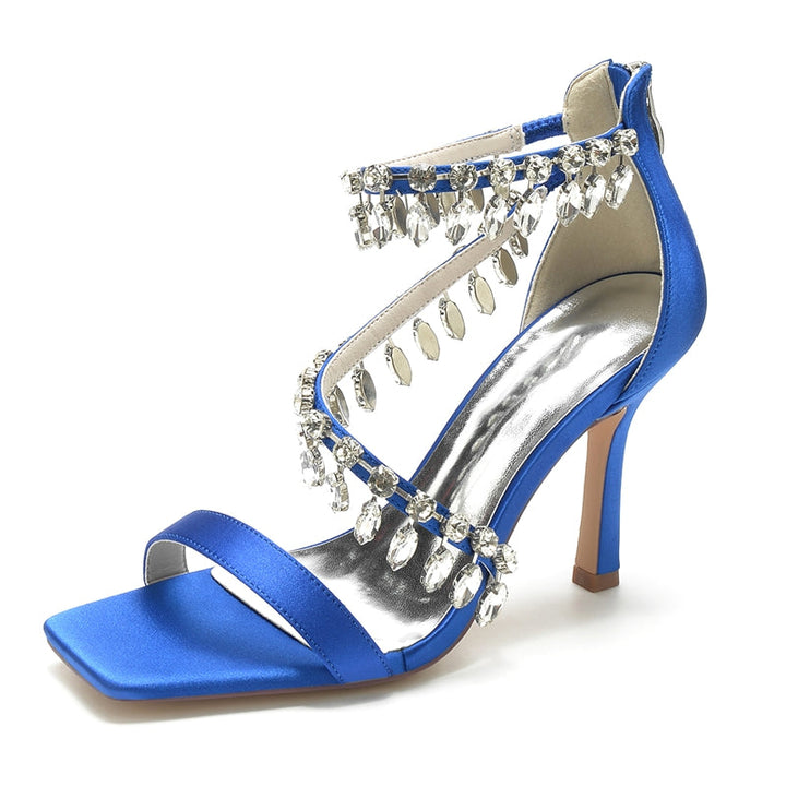 Women's Wedding Shoes Peep Toe Stiletto Heel Exquisite Buckle Bridal Shoes with Rhinestone