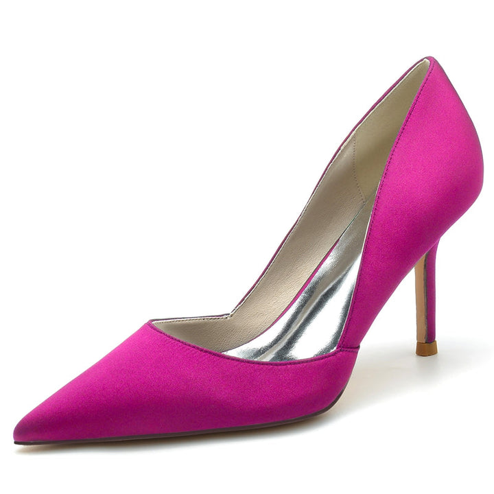 Women's Wedding Shoes Pointed Toe High Heel Silk Satin Minimalism Bridal Shoes