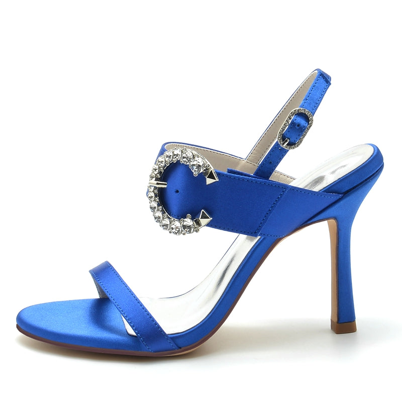 Women's Wedding Shoes Black Peep Toe Stiletto Heel Curved Rhinestone Fashion Bridal Shoes
