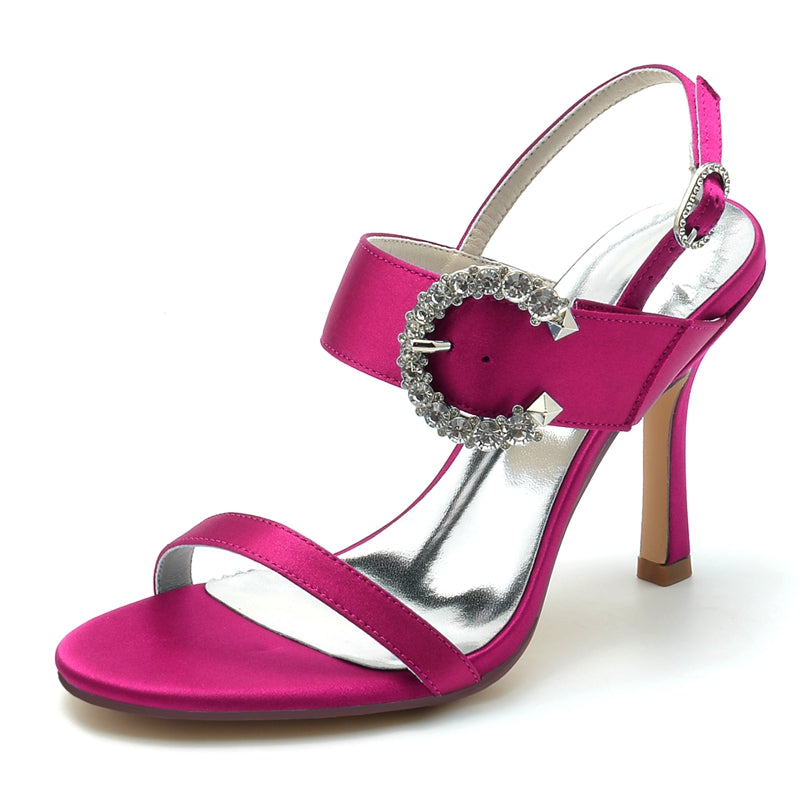 Women's Wedding Shoes Black Peep Toe Stiletto Heel Curved Rhinestone Fashion Bridal Shoes