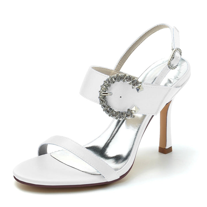 Women's Wedding Shoes Black Peep Toe Stiletto Heel Curved Rhinestone Fashion Bridal Shoes