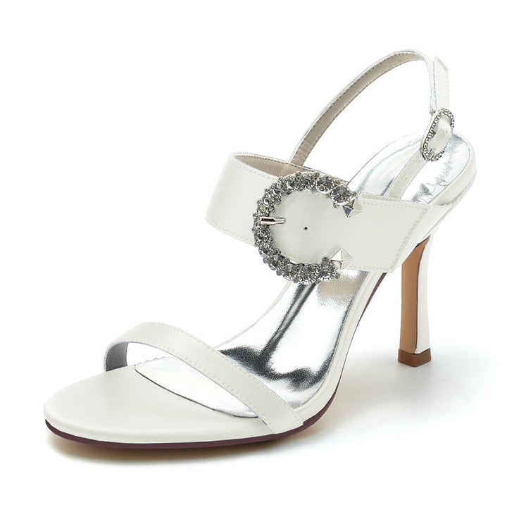 Women's Wedding Shoes Black Peep Toe Stiletto Heel Curved Rhinestone Fashion Bridal Shoes