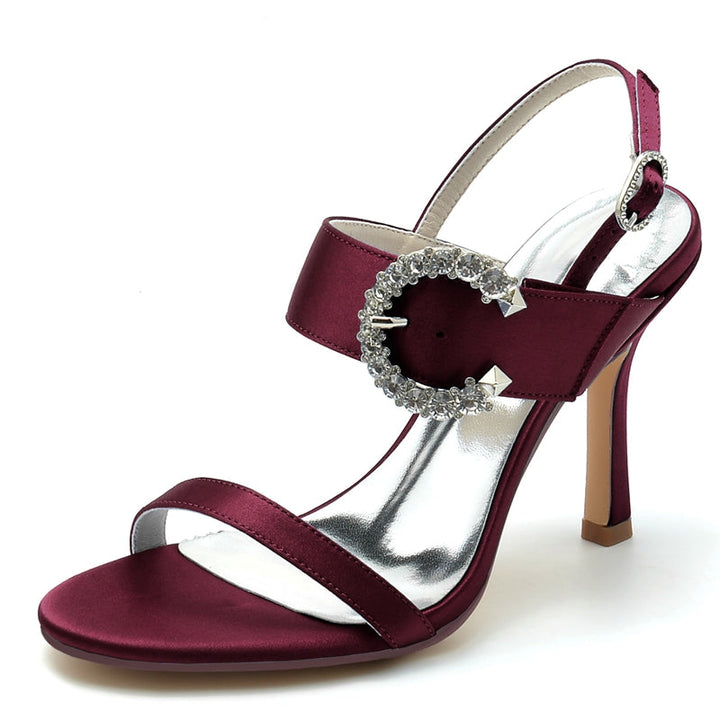 Women's Wedding Shoes Black Peep Toe Stiletto Heel Curved Rhinestone Fashion Bridal Shoes