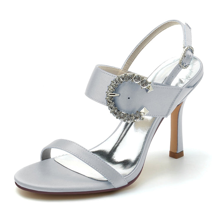 Women's Wedding Shoes Black Peep Toe Stiletto Heel Curved Rhinestone Fashion Bridal Shoes
