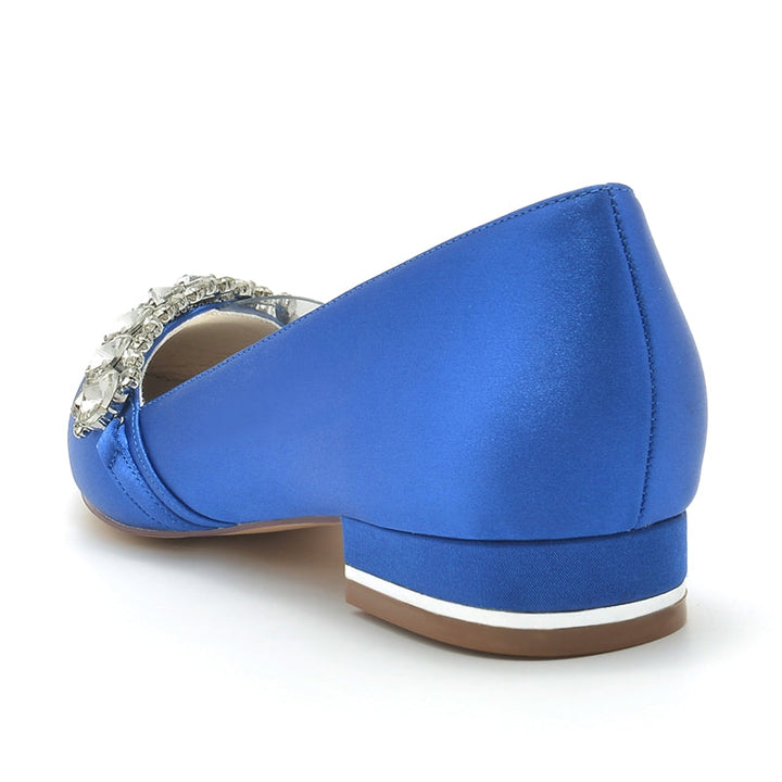 Women's Wedding Shoes Champagne Pointed Toe Low Heel Luxurious Rhinestone Bridal Shoes