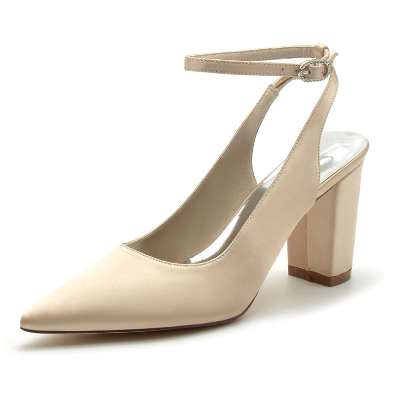 Women's Wedding Shoes Pointed Toe High Heel Chic Minimalism Buckle Bridal Shoes