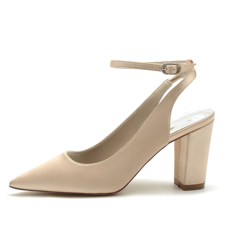 Women's Wedding Shoes Pointed Toe High Heel Chic Minimalism Buckle Bridal Shoes