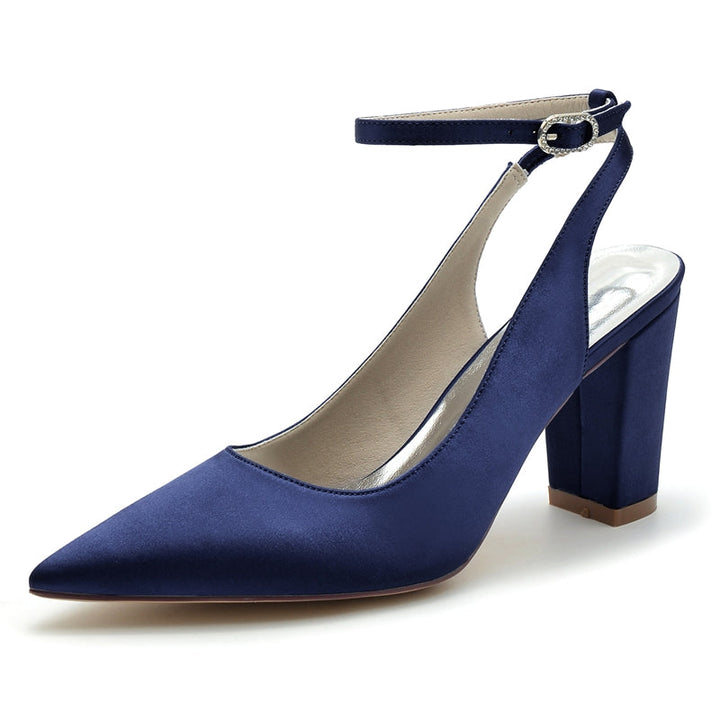 Women's Wedding Shoes Pointed Toe High Heel Chic Minimalism Buckle Bridal Shoes