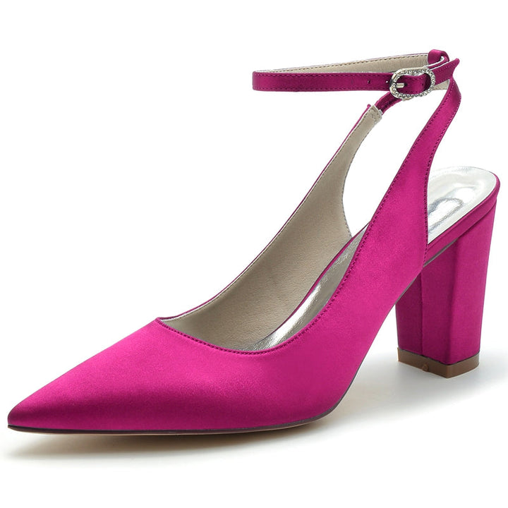 Women's Wedding Shoes Pointed Toe High Heel Chic Minimalism Buckle Bridal Shoes