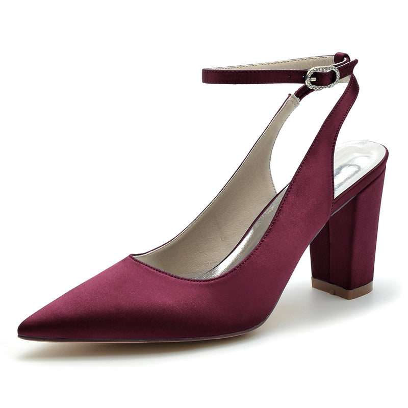 Women's Wedding Shoes Pointed Toe High Heel Chic Minimalism Buckle Bridal Shoes