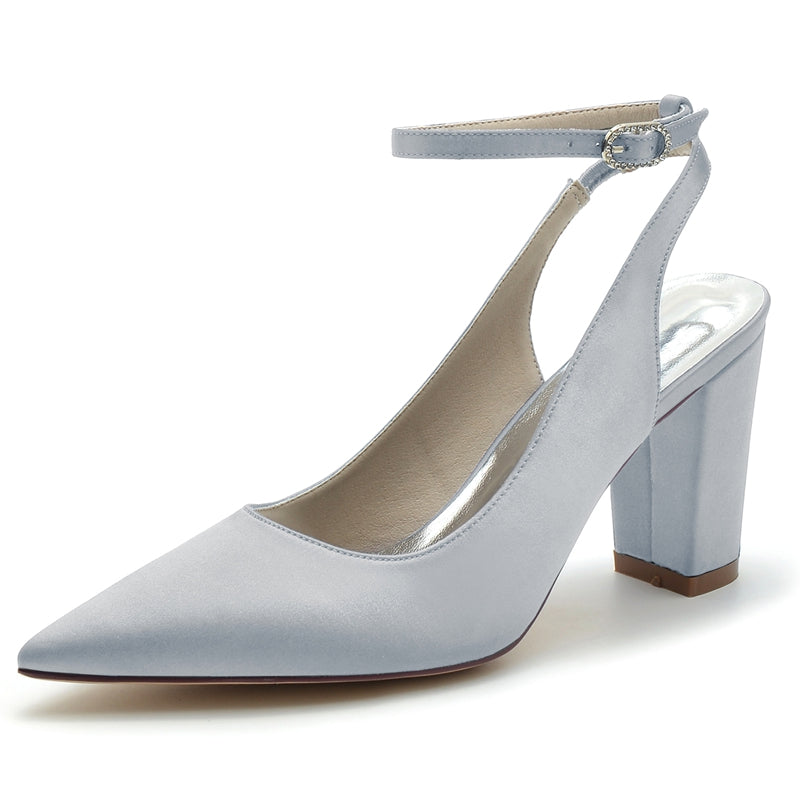 Women's Wedding Shoes Pointed Toe High Heel Chic Minimalism Buckle Bridal Shoes