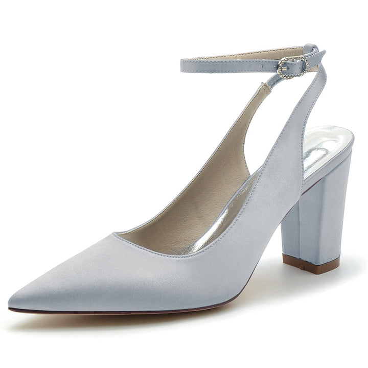 Women's Wedding Shoes Pointed Toe High Heel Chic Minimalism Buckle Bridal Shoes