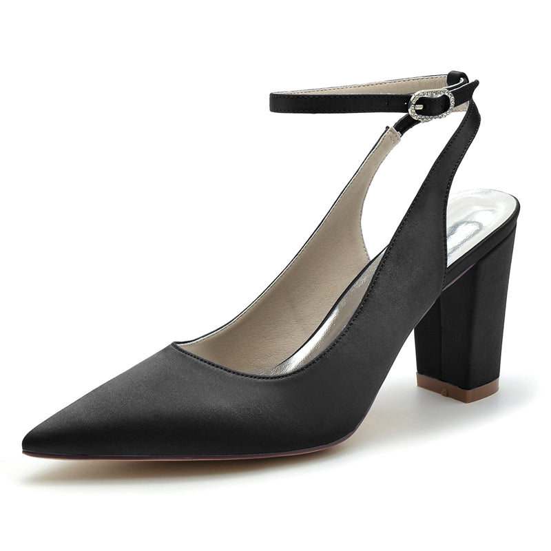 Women's Wedding Shoes Pointed Toe High Heel Chic Minimalism Buckle Bridal Shoes