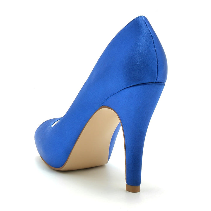 Women's Wedding Shoes Royal Blue Peep Toe High Heel Comfortable Elegant Bridal Shoes
