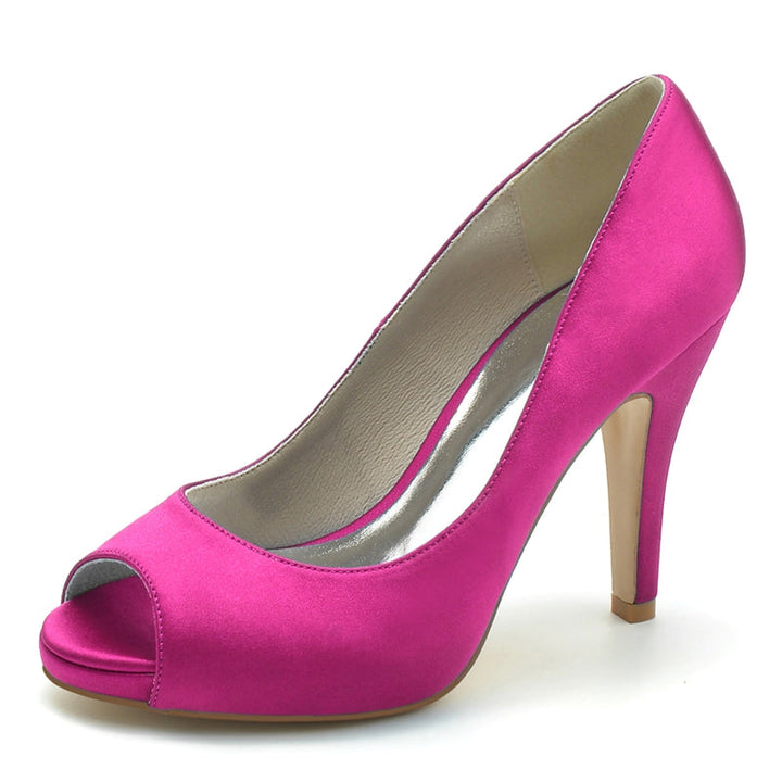 Women's Wedding Shoes Royal Blue Peep Toe High Heel Comfortable Elegant Bridal Shoes