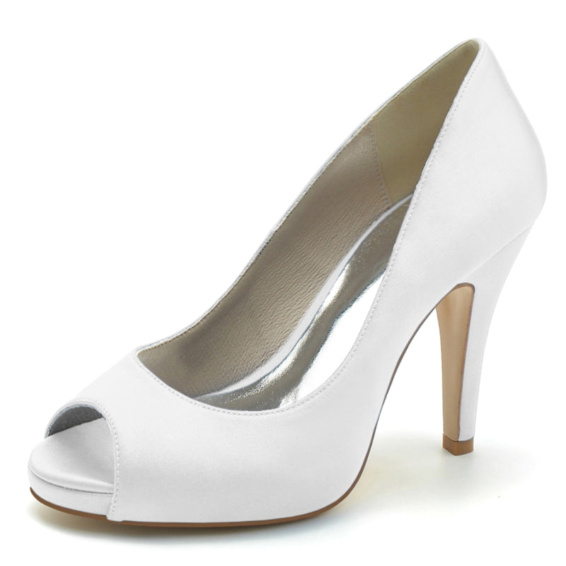 Women's Wedding Shoes Royal Blue Peep Toe High Heel Comfortable Elegant Bridal Shoes