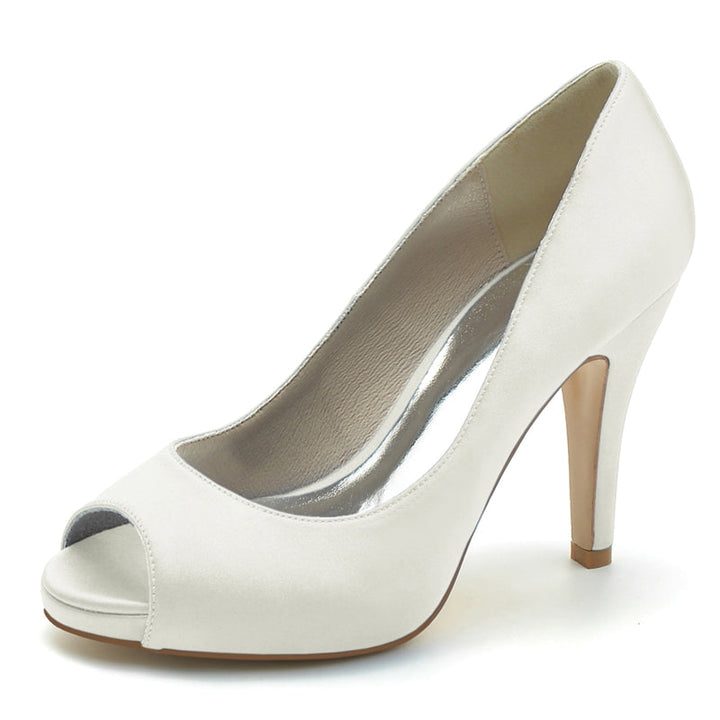 Women's Wedding Shoes Royal Blue Peep Toe High Heel Comfortable Elegant Bridal Shoes