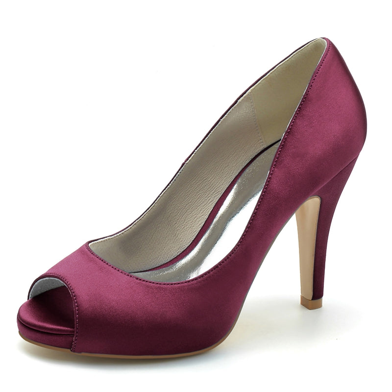 Women's Wedding Shoes Royal Blue Peep Toe High Heel Comfortable Elegant Bridal Shoes