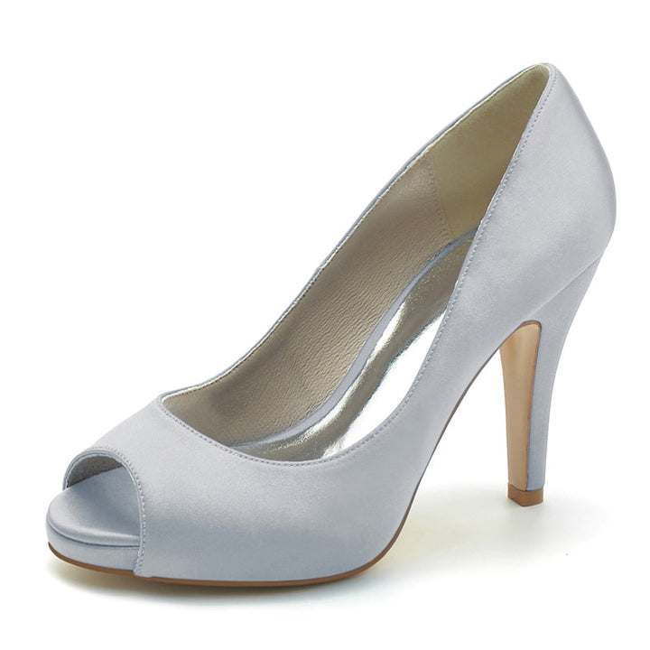 Women's Wedding Shoes Royal Blue Peep Toe High Heel Comfortable Elegant Bridal Shoes